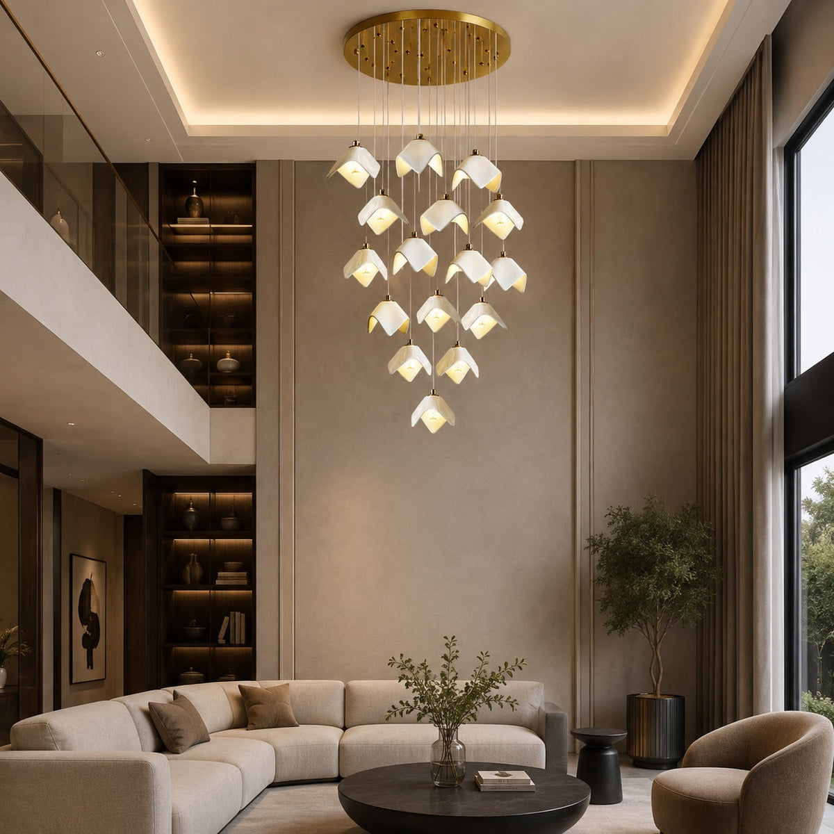 Gold Metal Chandelier Ceiling Light Adjustable LED