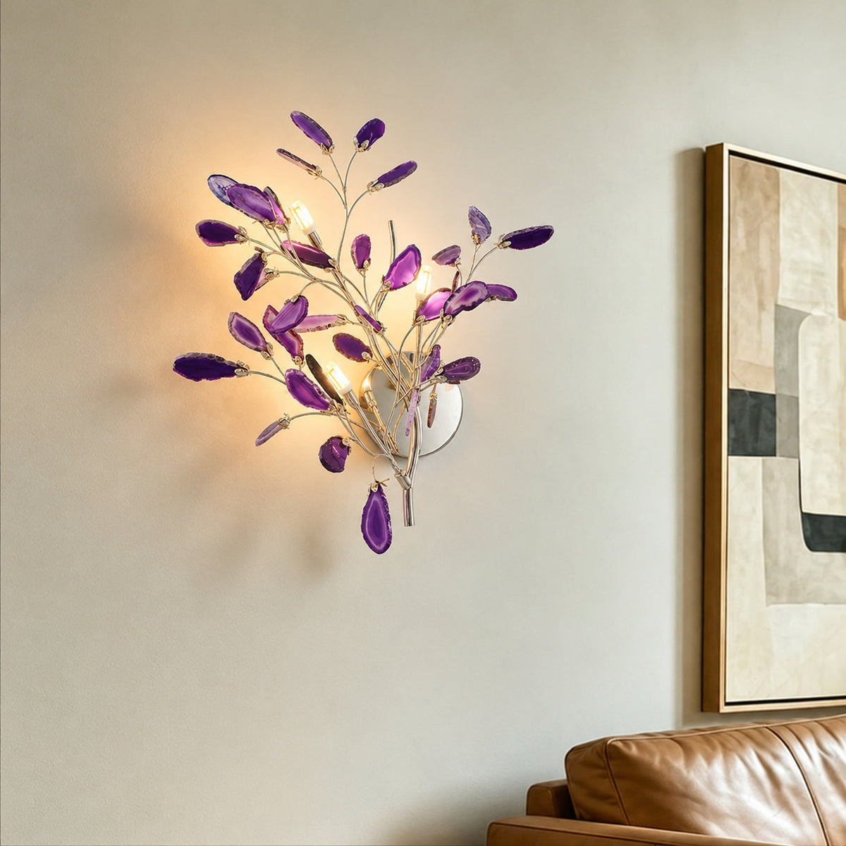 Contemporary Agate Wall Light Metal Fixture Wall