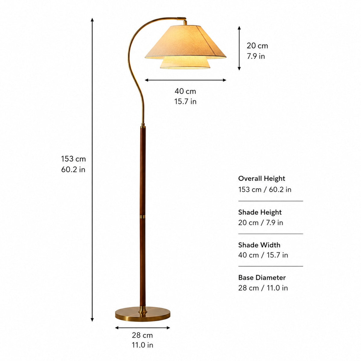 Black Metal Floor Lamp Energy-Efficient LED Adjustable