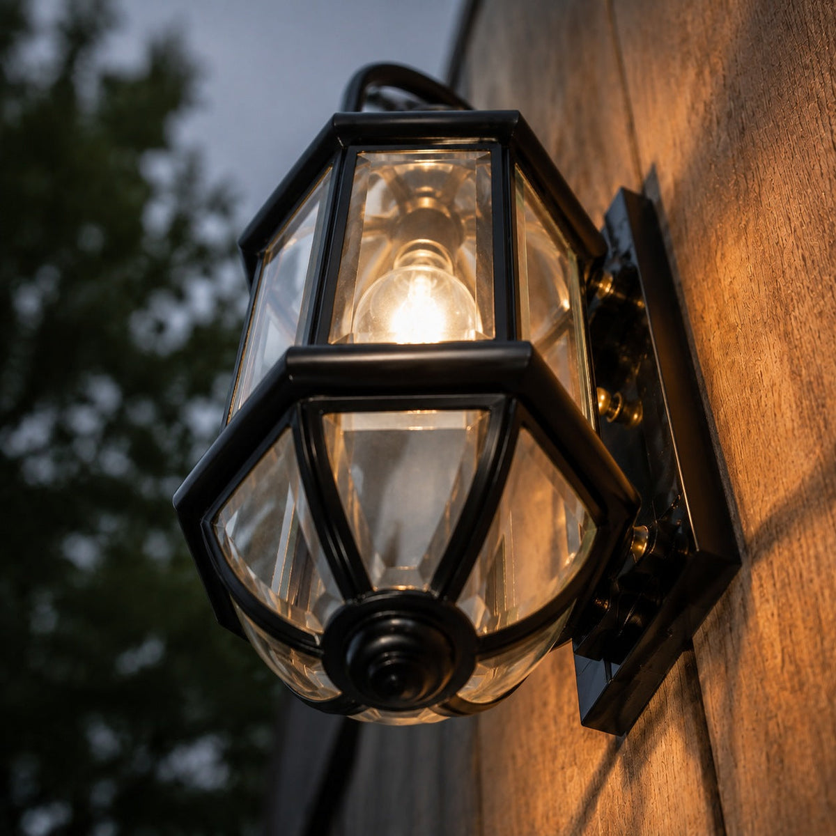 Vintage Outdoor Wall Lamp Brass Construction Clear Glass Shade Hardwired IP20 Waterproof