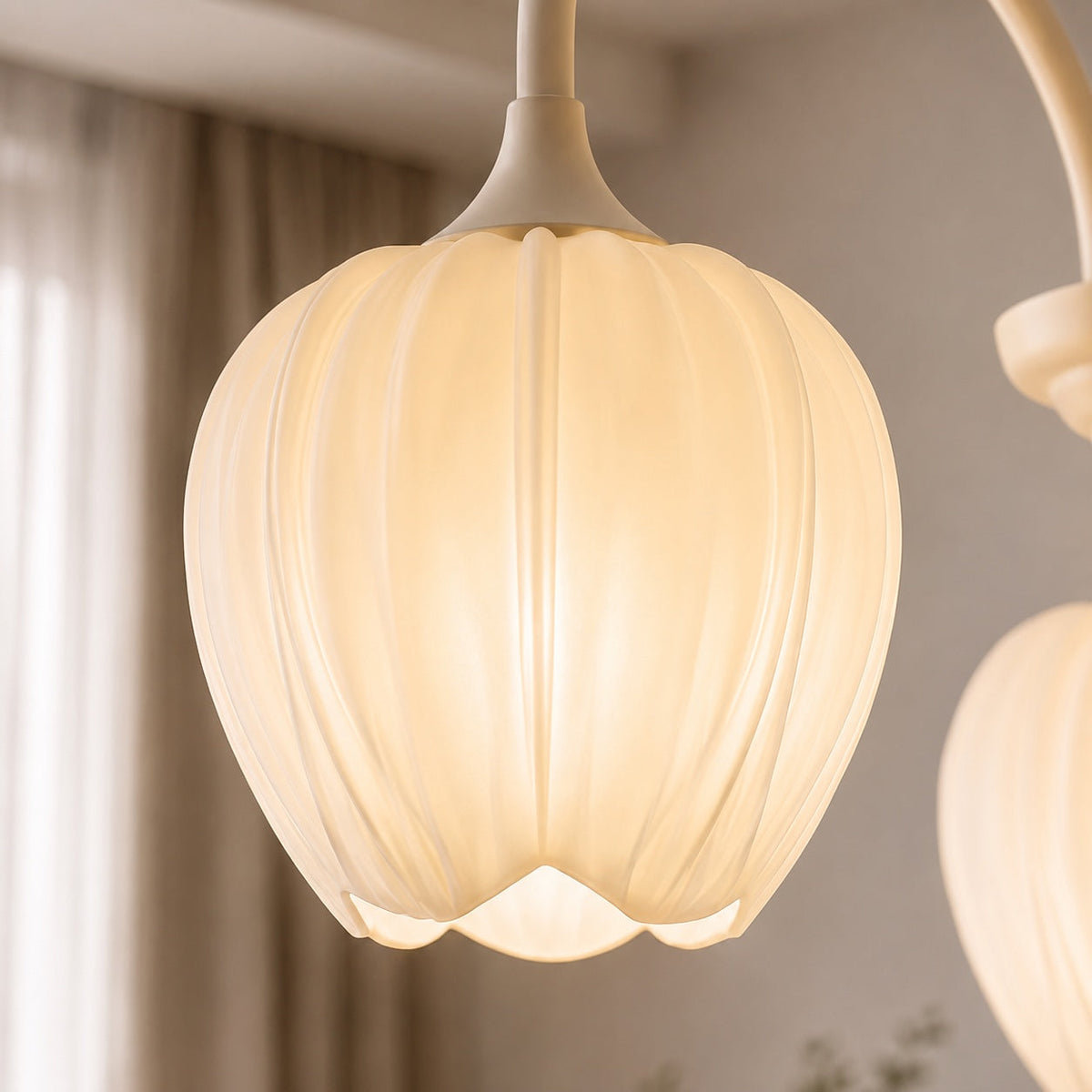 Glass Chandelier Adjustable Hanging LED Light Fixture