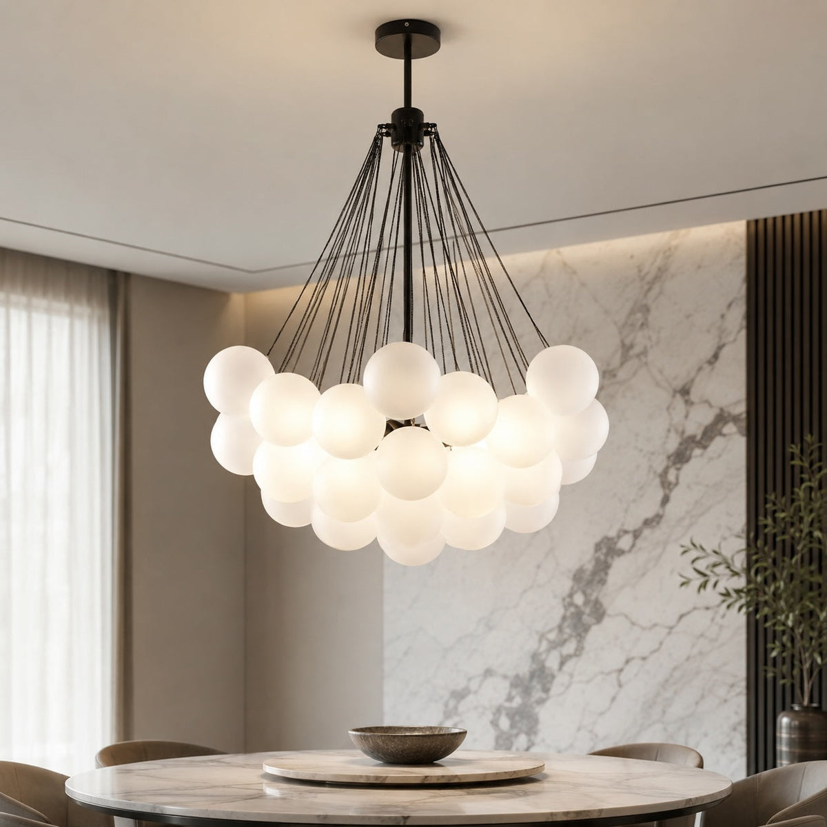 Bubble Glass Chandelier Adjustable Hanging LED