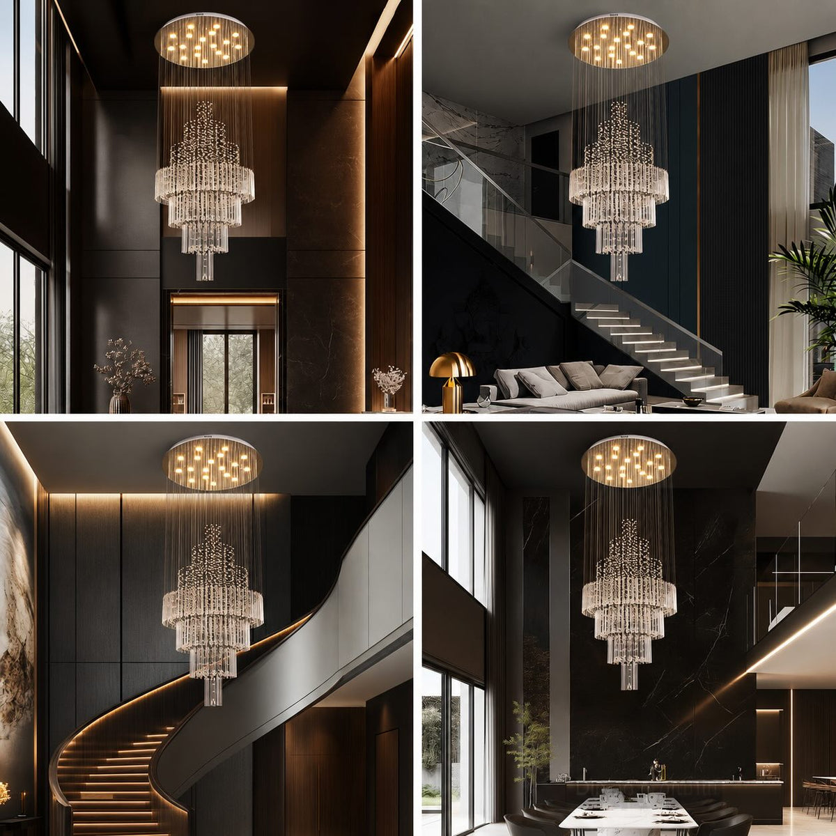 K9 Crystal Raindrop Chandelier Chrome Adjustable LED