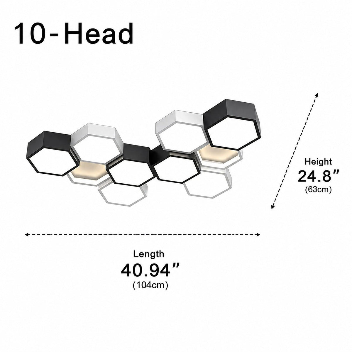 Hexagon Iron Acrylic LED Semi-Flush Ceiling Light 5 to 10 Light Dimmable