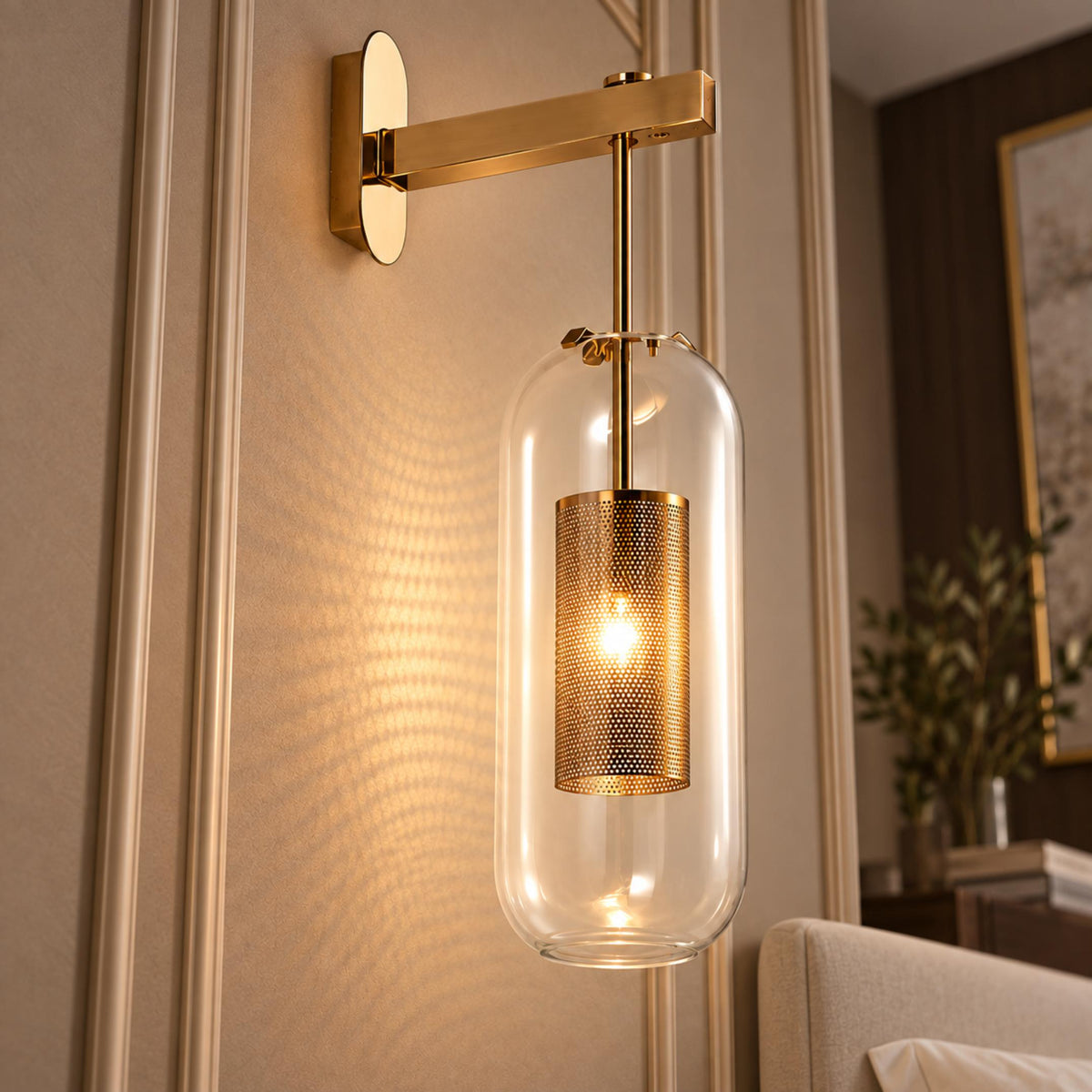 Glass Globe Wall Sconce Adjustable Wall Mounted LED