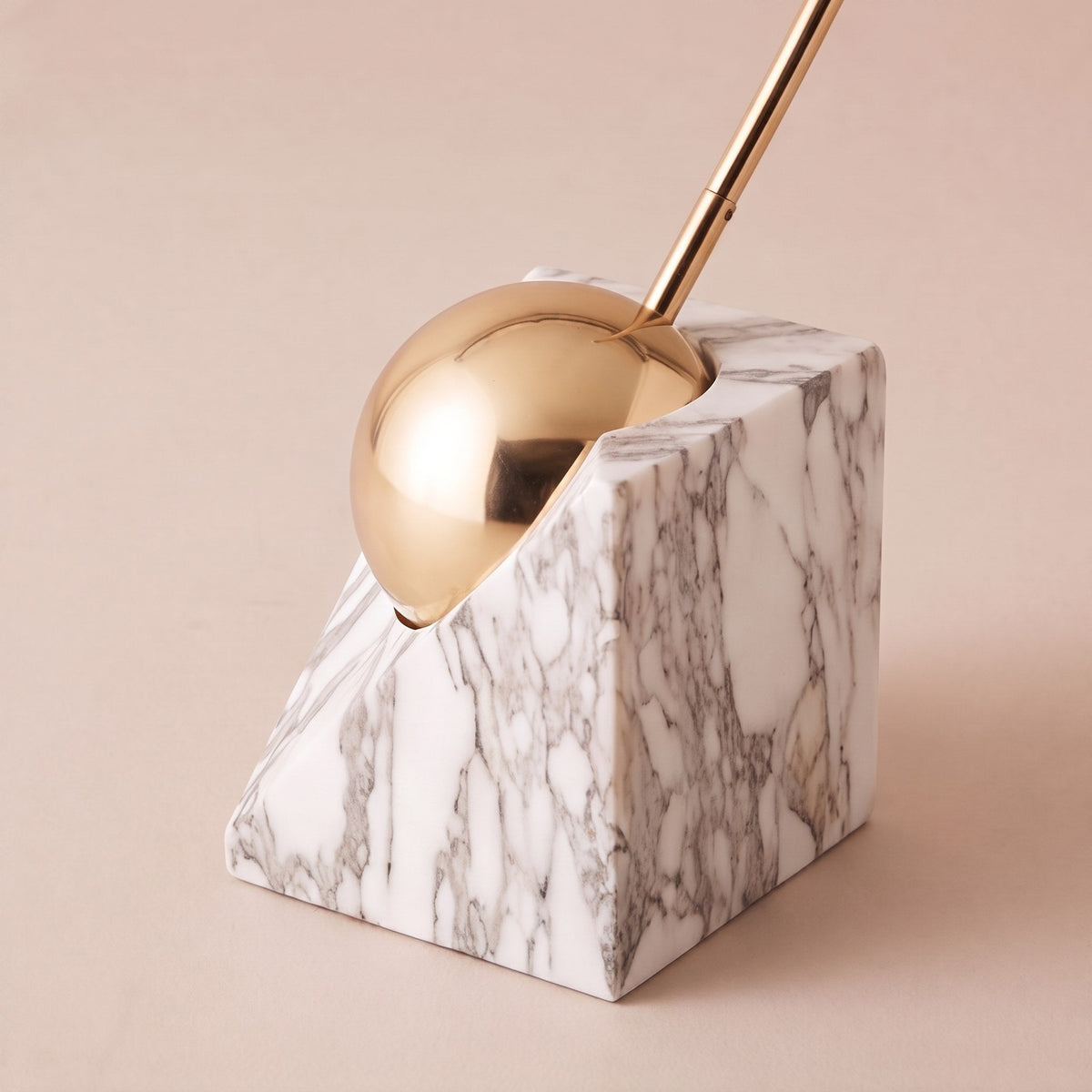 Marble Base Floor Lamp Gold Adjustable LED 60-72in
