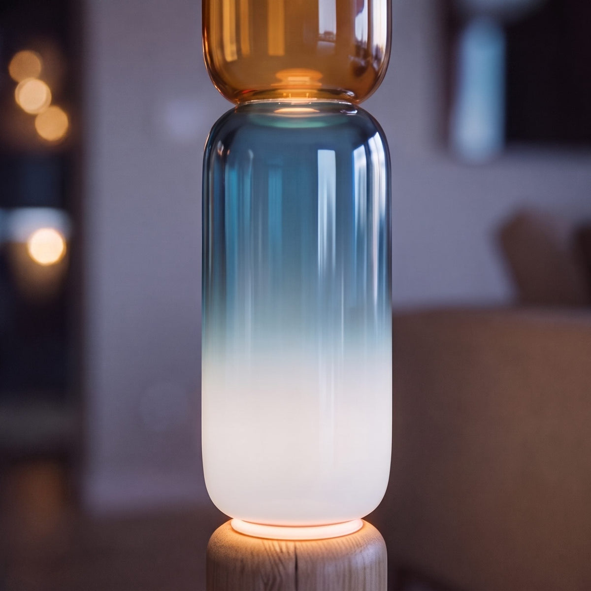 Wrought Iron Floor Lamp Glass Shade Adjustable LED