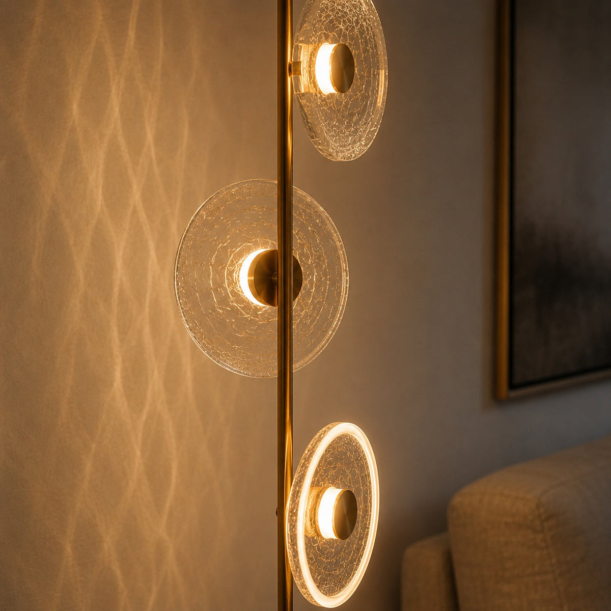Cracked Glass Floor Lamp Bronze Adjustable LED Light