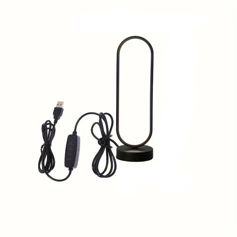Ring LED Bedside Lamp 3-Color Night Light Aluminium Dimmable Living Room USB Indoor Lighting