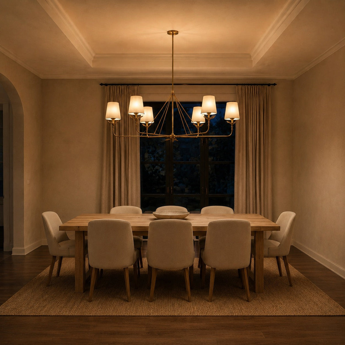 Branching Leaf Chandelier Antique Brass Metal LED