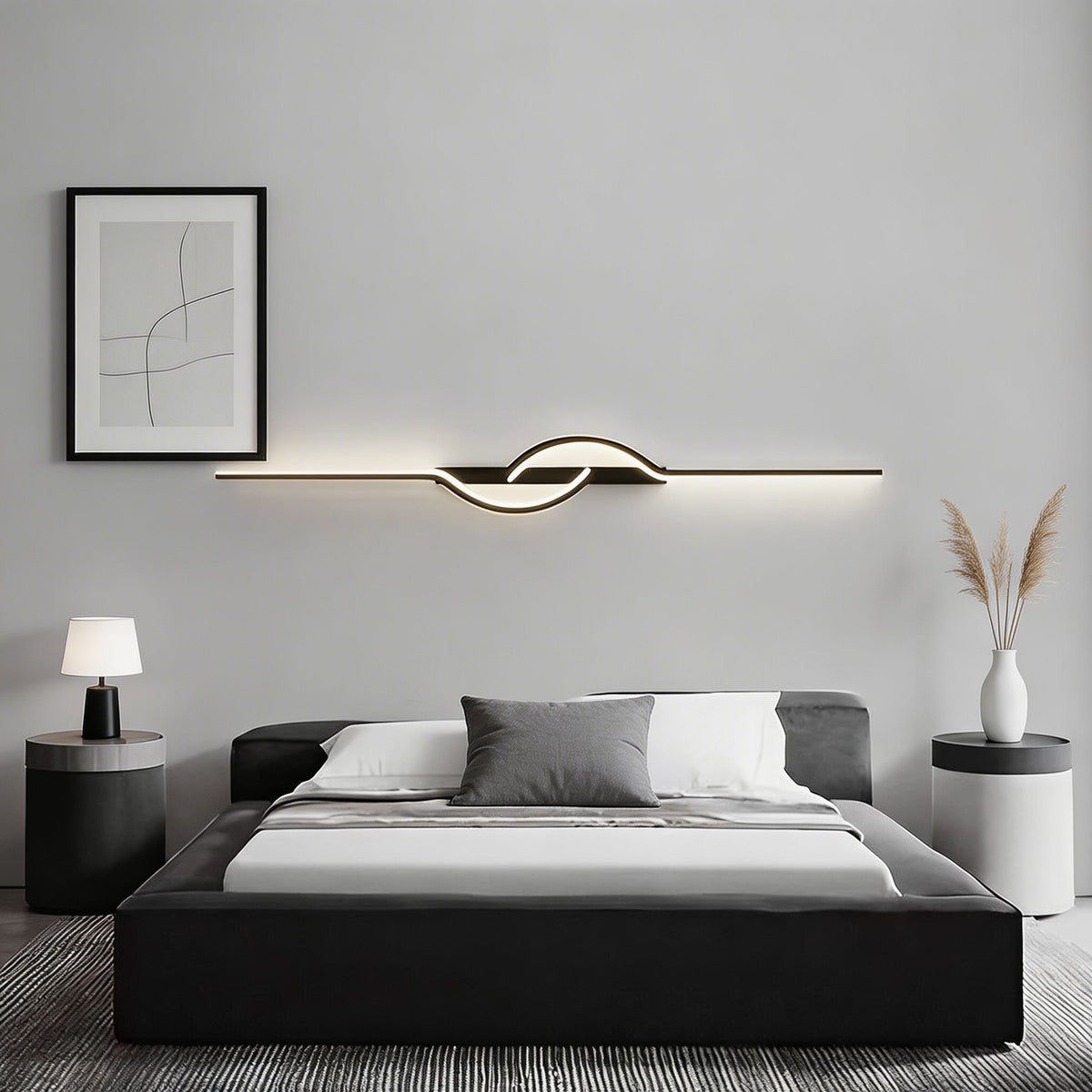 Linear Black Aluminium Wall Sconce Adjustable LED Strip