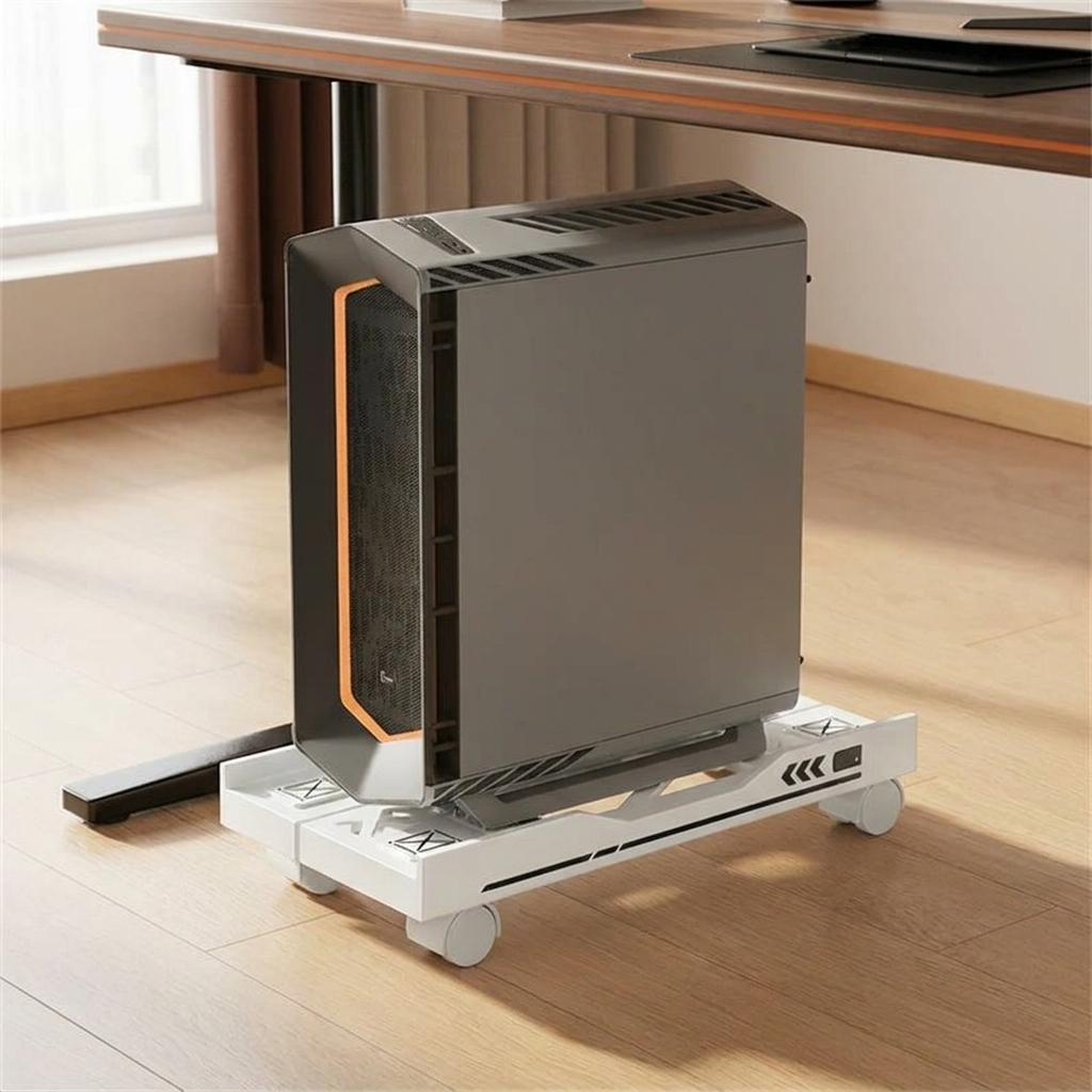 White rolling CPU stand