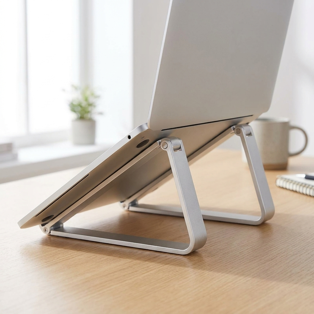 Silver foldable laptop stand