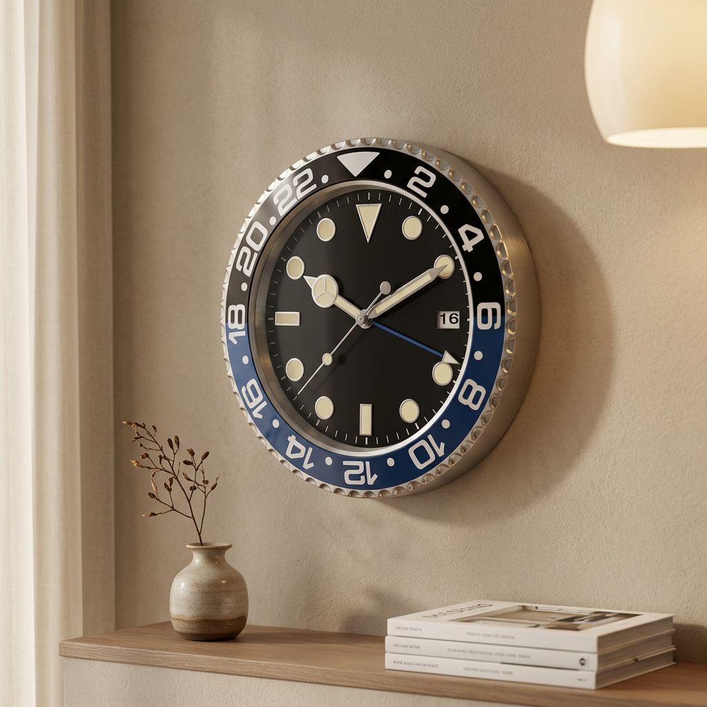 Sunburst Wall Clock - black-blue - warm scene