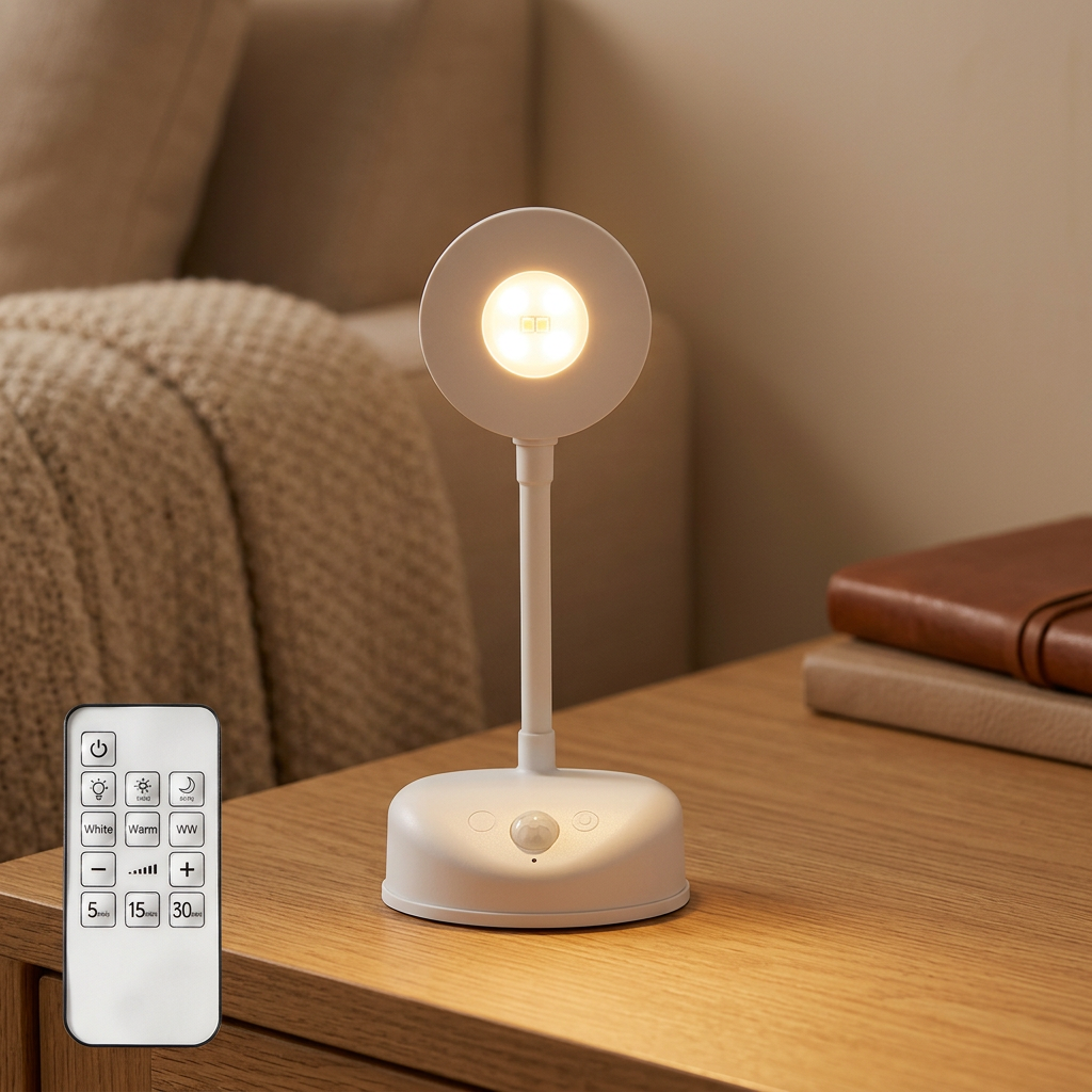Motion Sensor Night Light - White with remote - warm scene