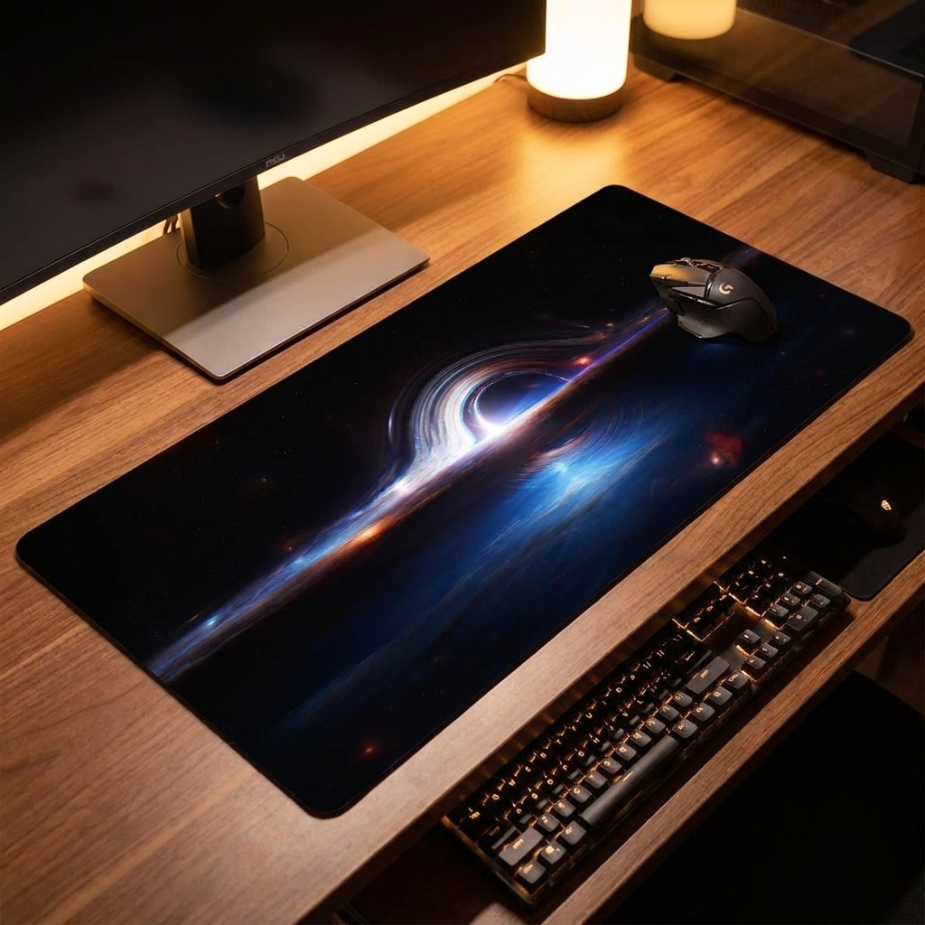 Cosmic Black Hole Mouse Pad - design 5 - desk scene