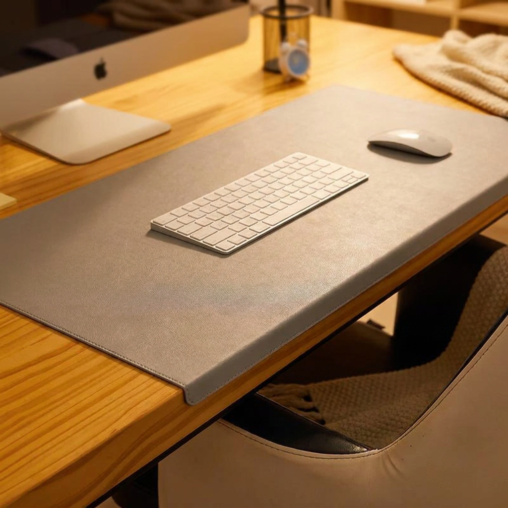 Padded Wrist-Rest Desk Mat - Gray