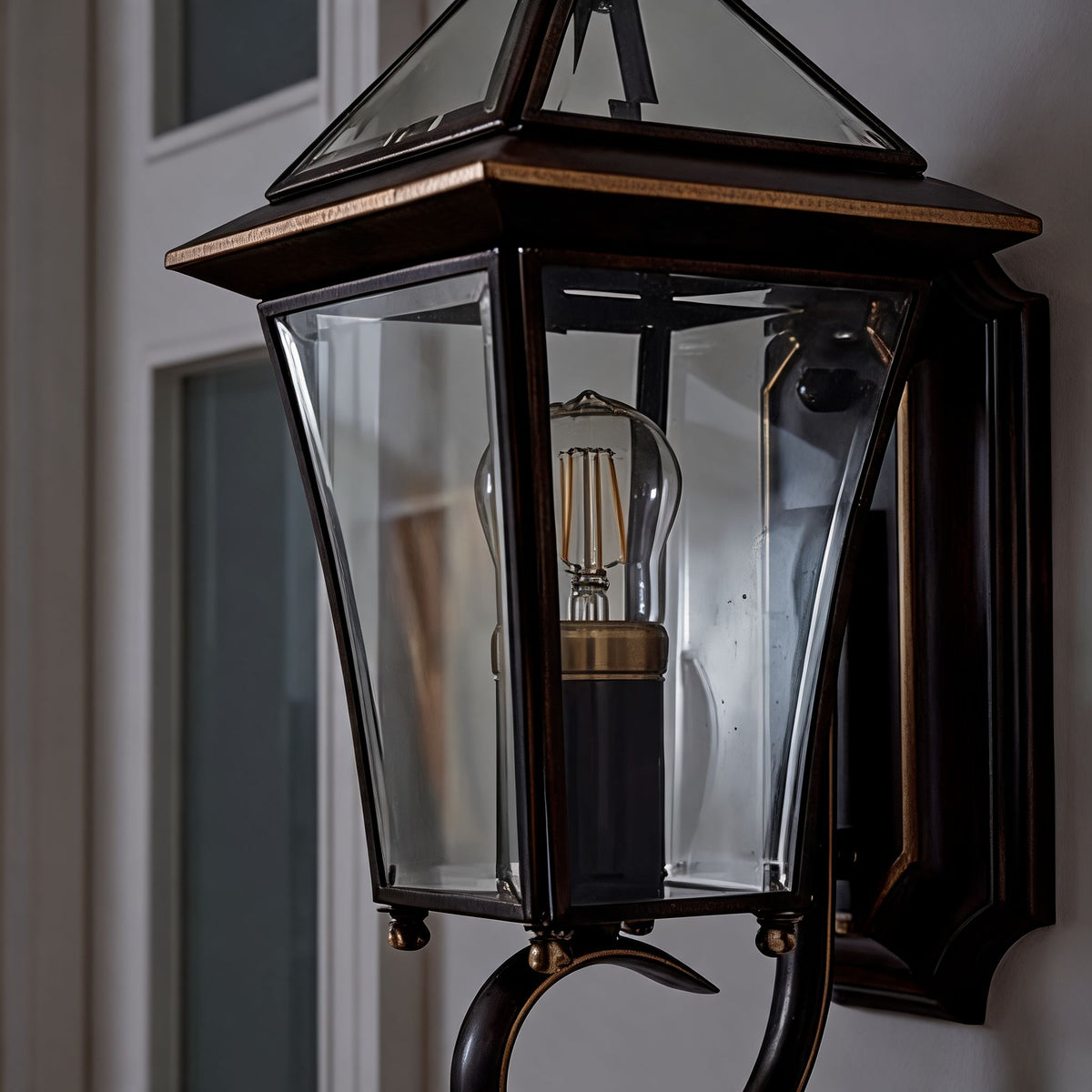 Modern Outdoor Wall Light Waterproof IP65 Brass Clear Glass Hardwired Garden Lantern