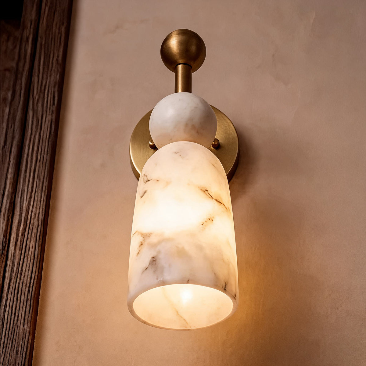 Alabaster & Dark Marble Wall Sconce LED Warm Light