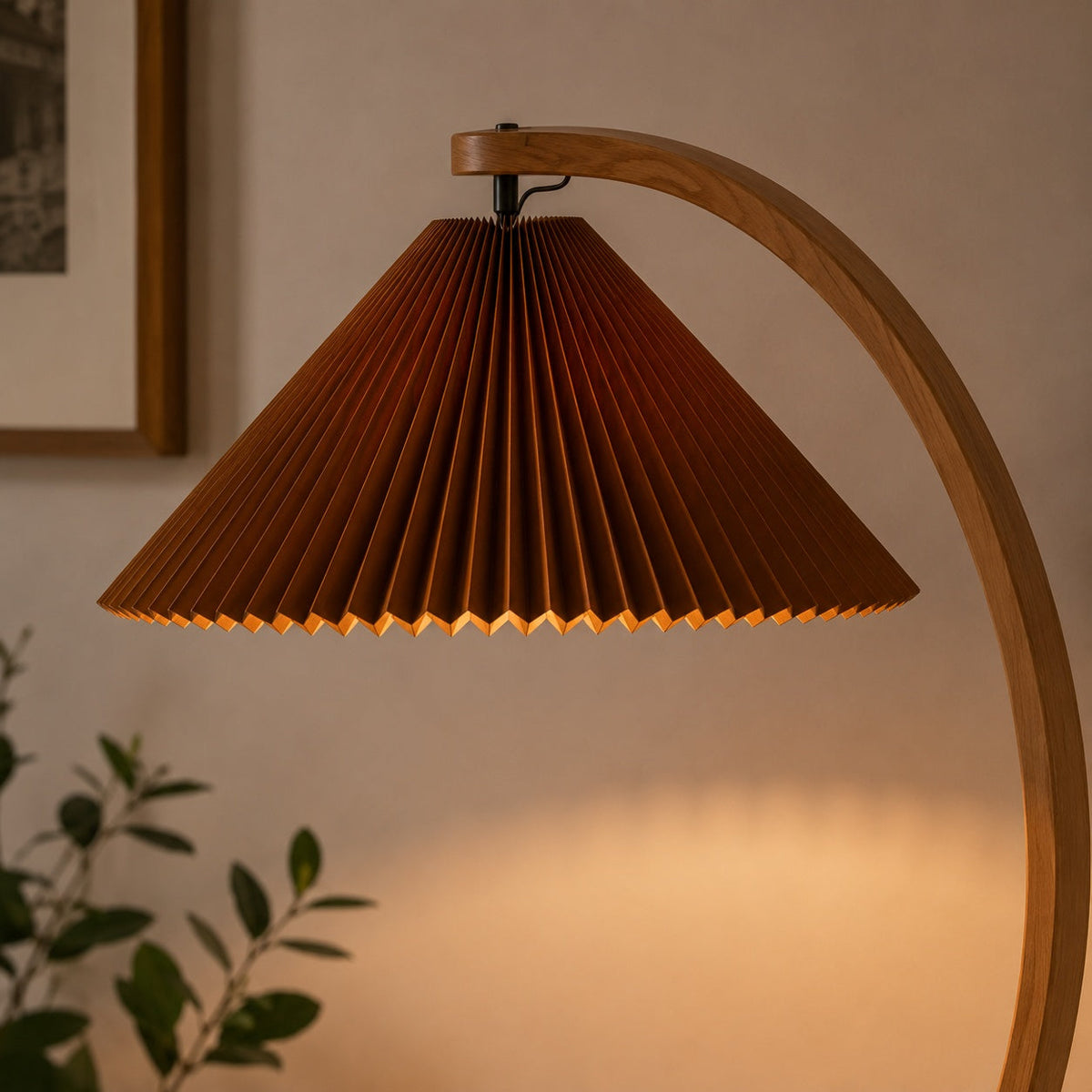 Beech Wood Floor Lamp Linen Shade Adjustable Farmhouse