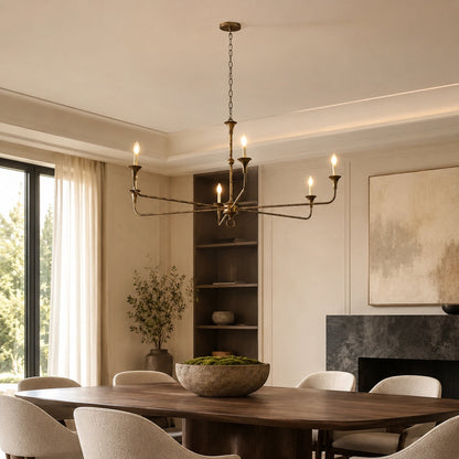 Candle Brass Chandelier E14 5-6 Head LED