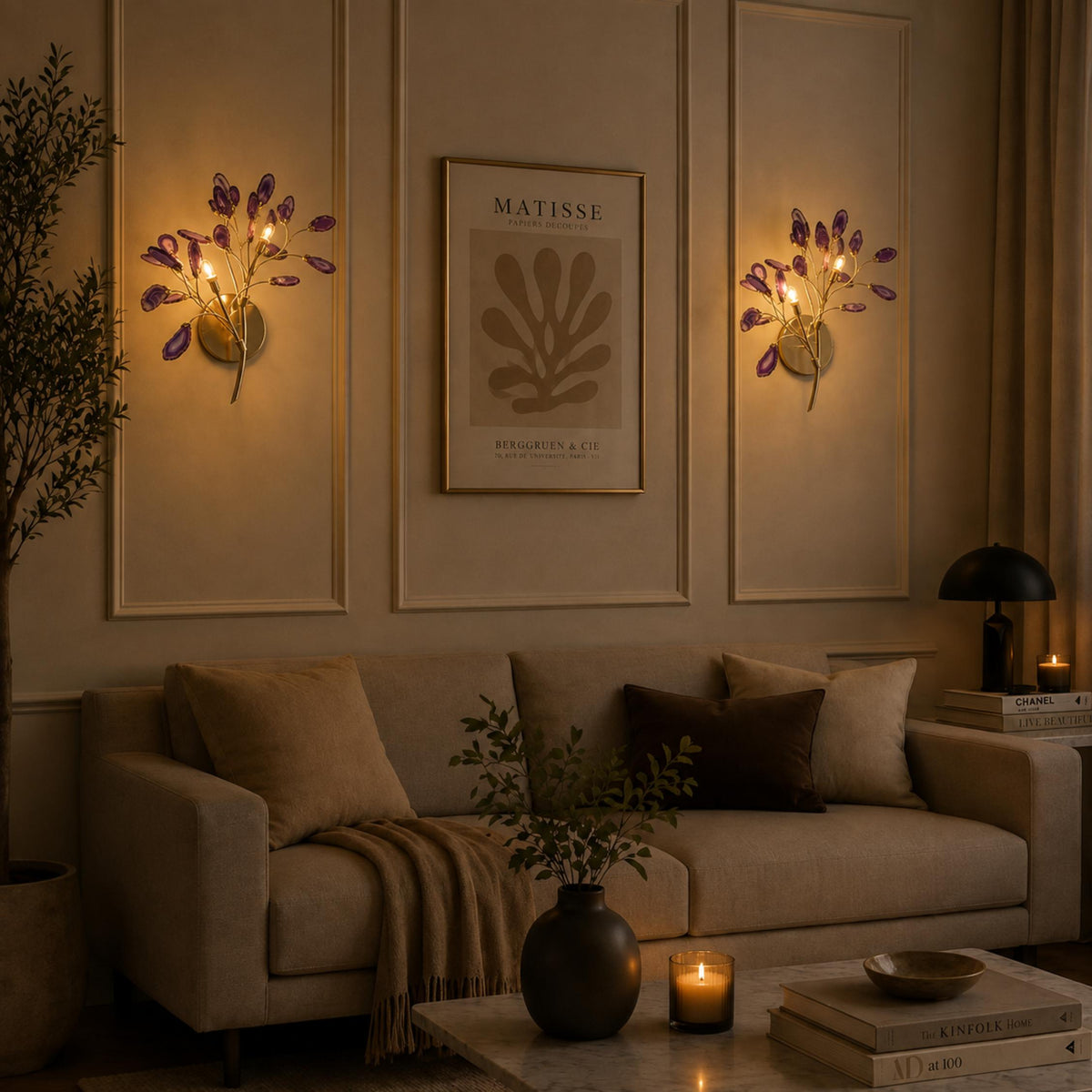 Contemporary Agate Wall Light Metal Fixture Wall