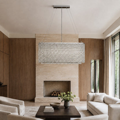 Crystal Chandelier Hanging LED Light Fixture Chrome