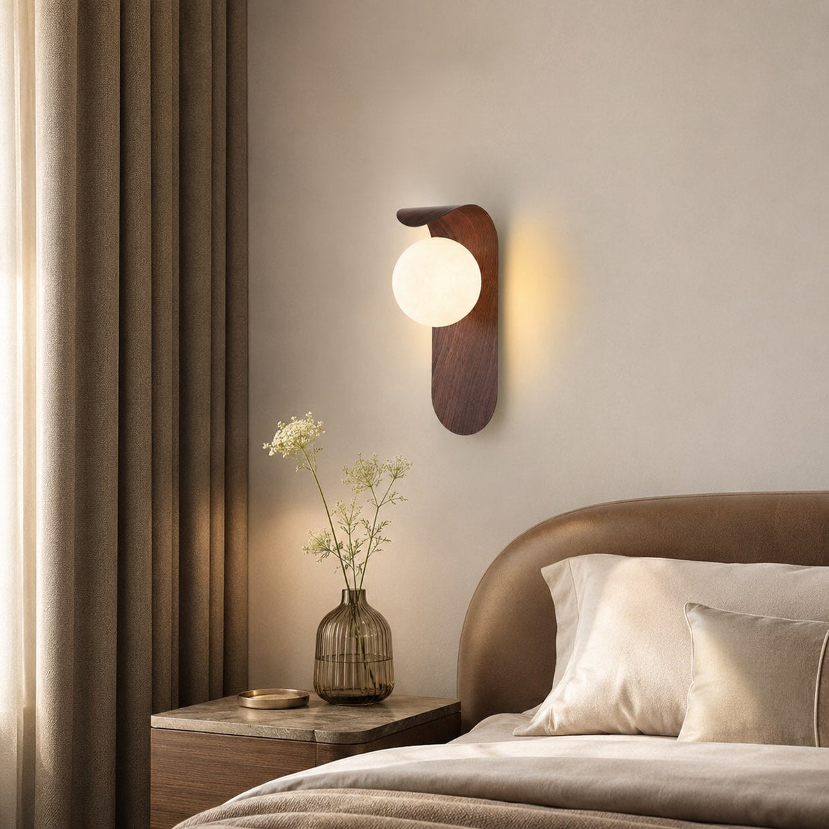 Bentwood Opal Glass Wall Light Nordic LED Sconce