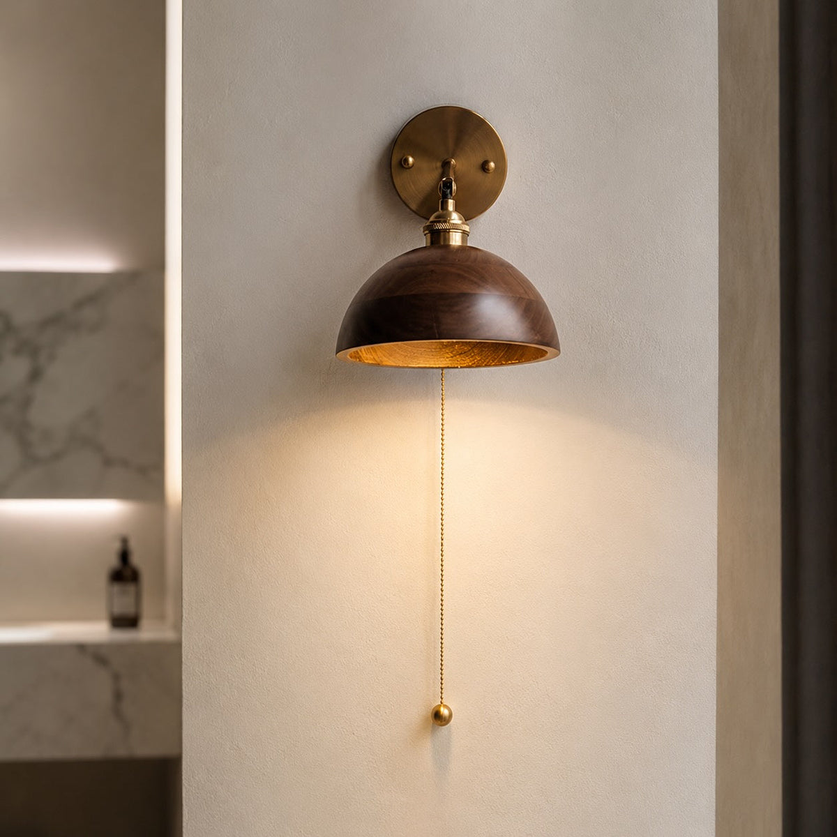 Rustic Wall Light Wooden Sconce Adjustable Brass