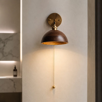 Rustic Wall Light Wooden Sconce Adjustable Brass