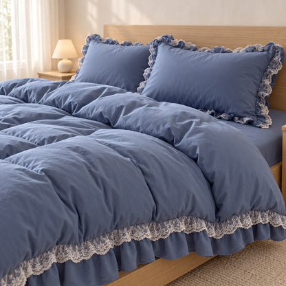 Ruffle Lace Bedding Set with Elastic Skirt Bed Sheet