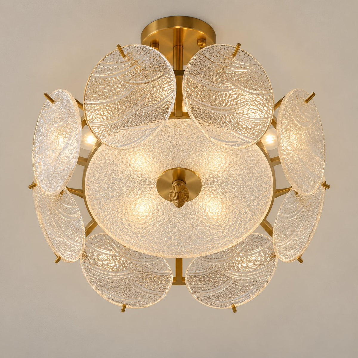 Copper Multi-Head LED Flush Mount Ceiling Light 5 to 8 Light Warm White