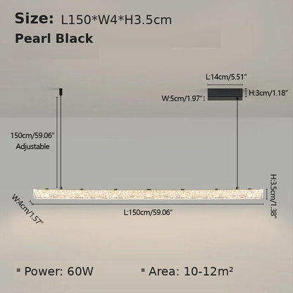Dimensions - Pearl Black L150cm B: L150 x W4 x H3.5cm, 60W, suits 10-12 sqm