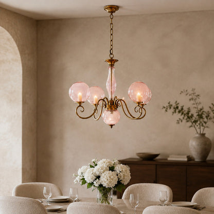 Glass Chandelier Hanging LED Light Fixture Adjustable
