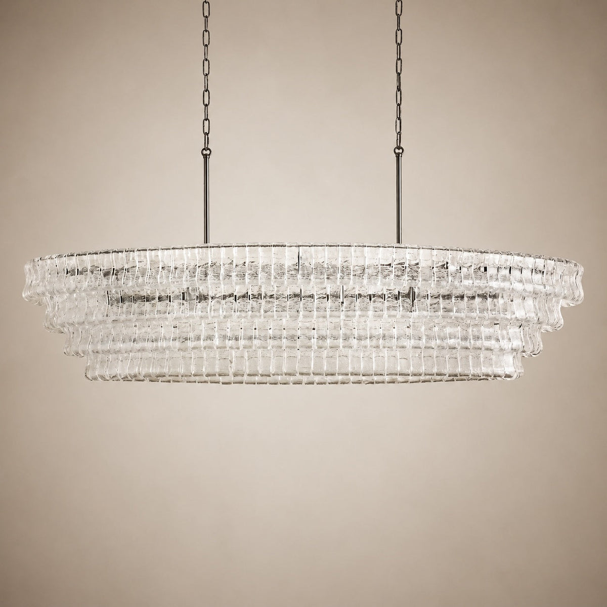 Oval Steel Chandelier Adjustable Hanging LED Light