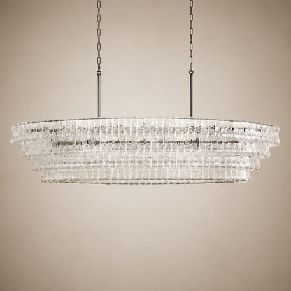 Oval Steel Chandelier Adjustable Hanging LED Light