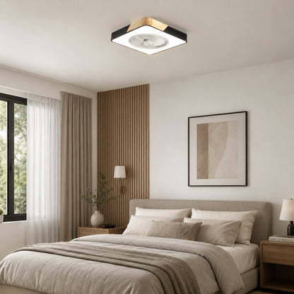 Bladeless Round or Square Flush Mount Ceiling Fan with Dimmable 36W LED Light