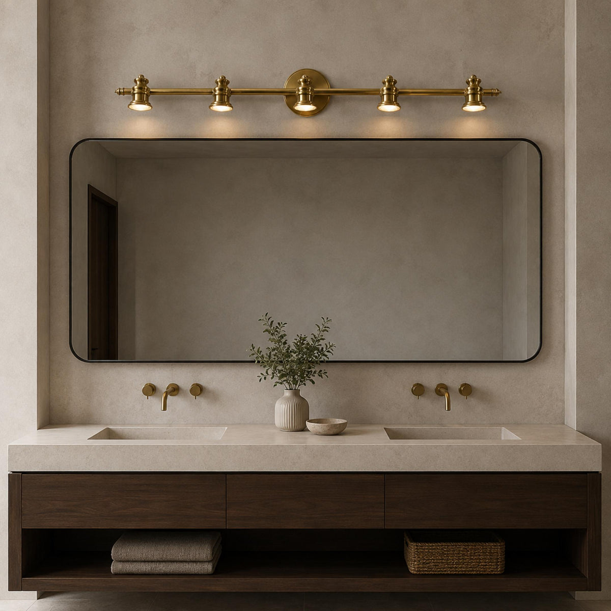 Brass Multi-Head LED Wall Light 1–5 Head Adjustable Dimmable Sconce