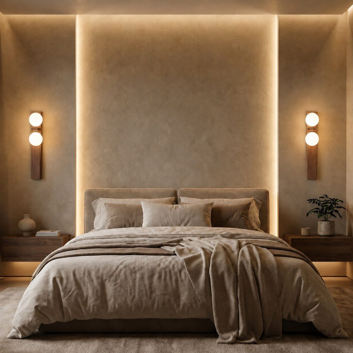 Walnut Wood Wall Light Glass Shade Wall Mounted LED