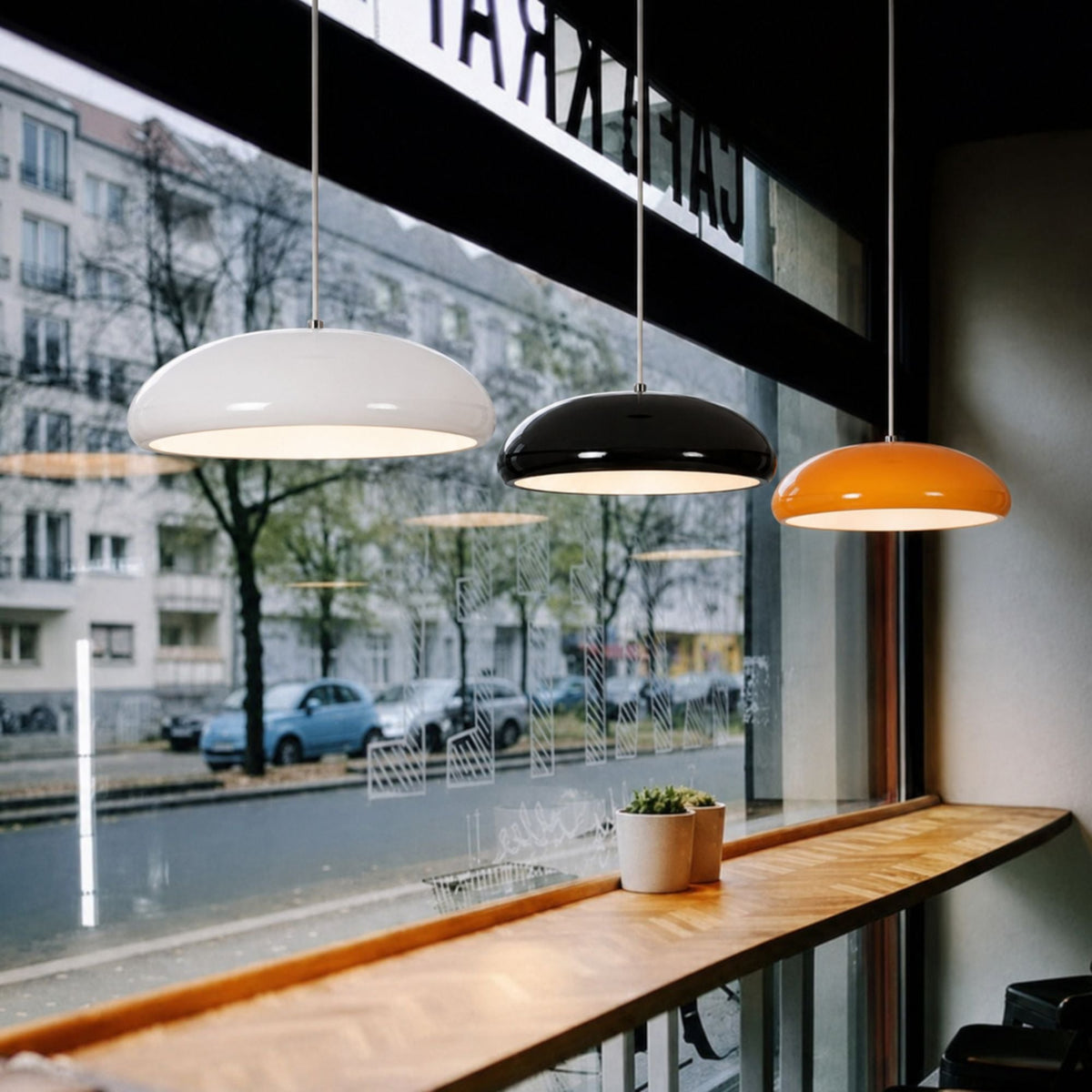 Modern Metal Dome Pendant Light 3-Colour LED Kitchen Dining