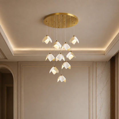 Gold Metal Chandelier Ceiling Light Adjustable LED
