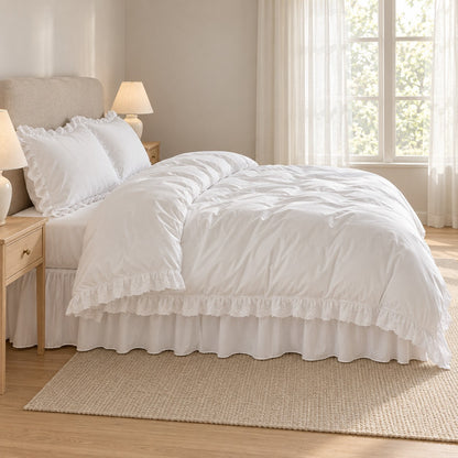 Ruffle Lace Bedding Set with Elastic Skirt Bed Sheet