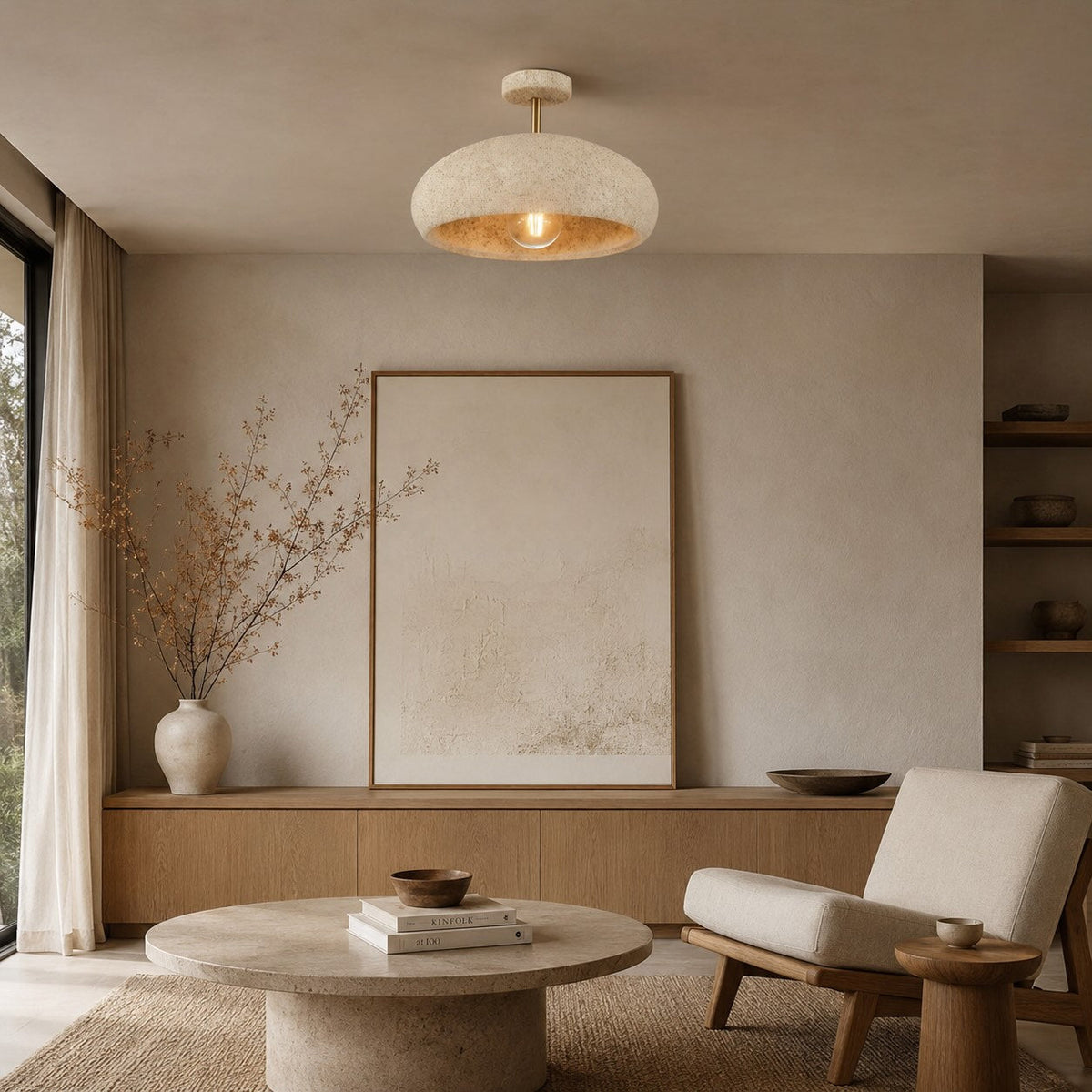 Wabi-Sabi Iron Semi-Flush Ceiling Light LED E27 Adjustable Colour Temp