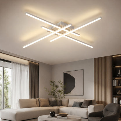 Long Strip LED Ceiling Light Iron Acrylic Adjustable Dimmable White or Black