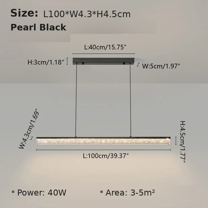 Dimensions - Pearl Black L100cm A: L100 x W4.3 x H4.5cm, 40W, suits 3-5 sqm
