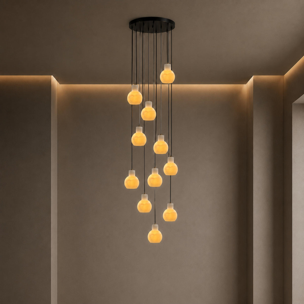 Alabaster Chandelier Hanging LED Light Fixture
