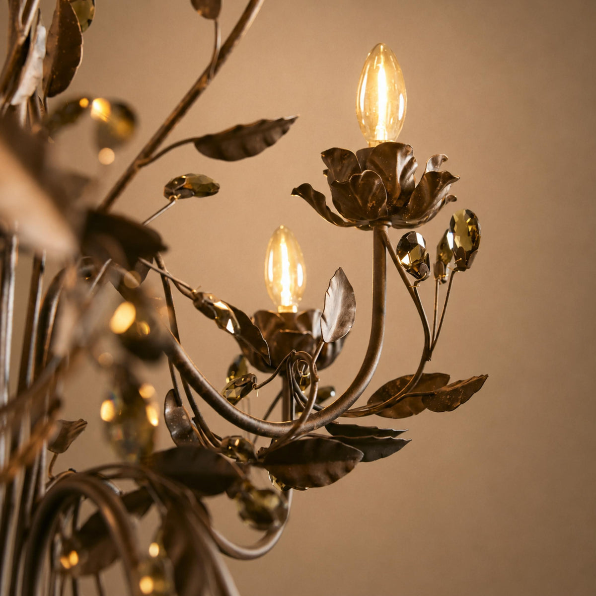 Luxury Crystal Leaf Round Chandelier