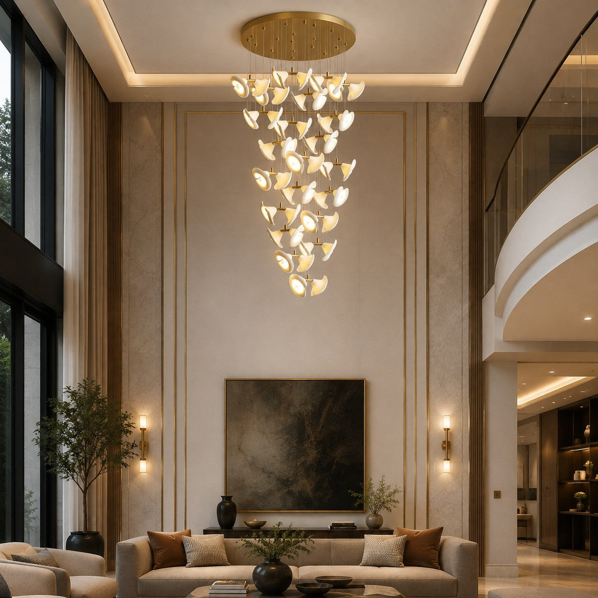 Double Horn Iron Chandelier Ceiling Light LED
