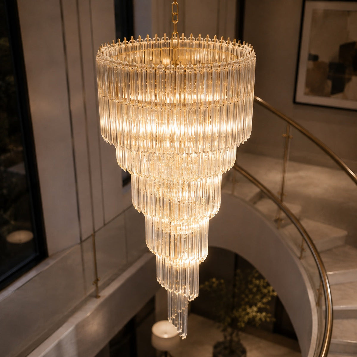 Clear Glass Chandelier Hanging LED Light Fixture