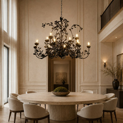 Luxury Crystal Leaf Round Chandelier